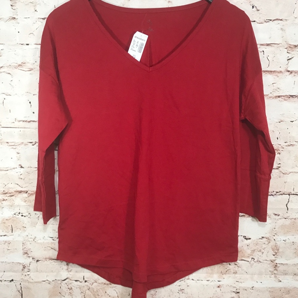 Dress barn Red 3/4 Sleeve V Neck NWT